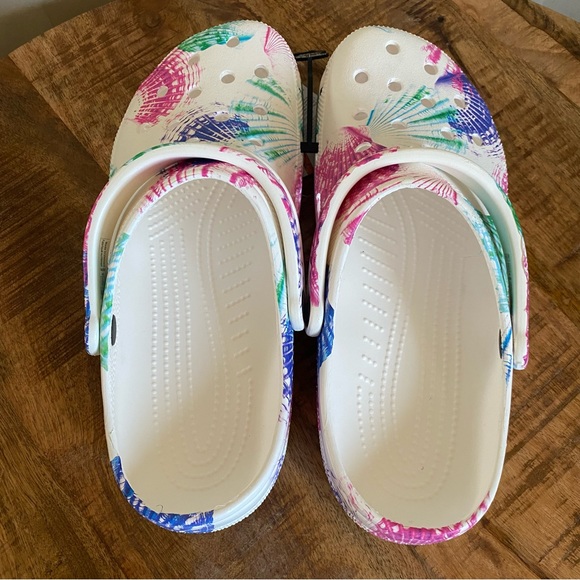 Crocs Classic Cyber Beach Clog Men's 11 White Tie Dye Multi Color Splatter NWT - Picture 5 of 11